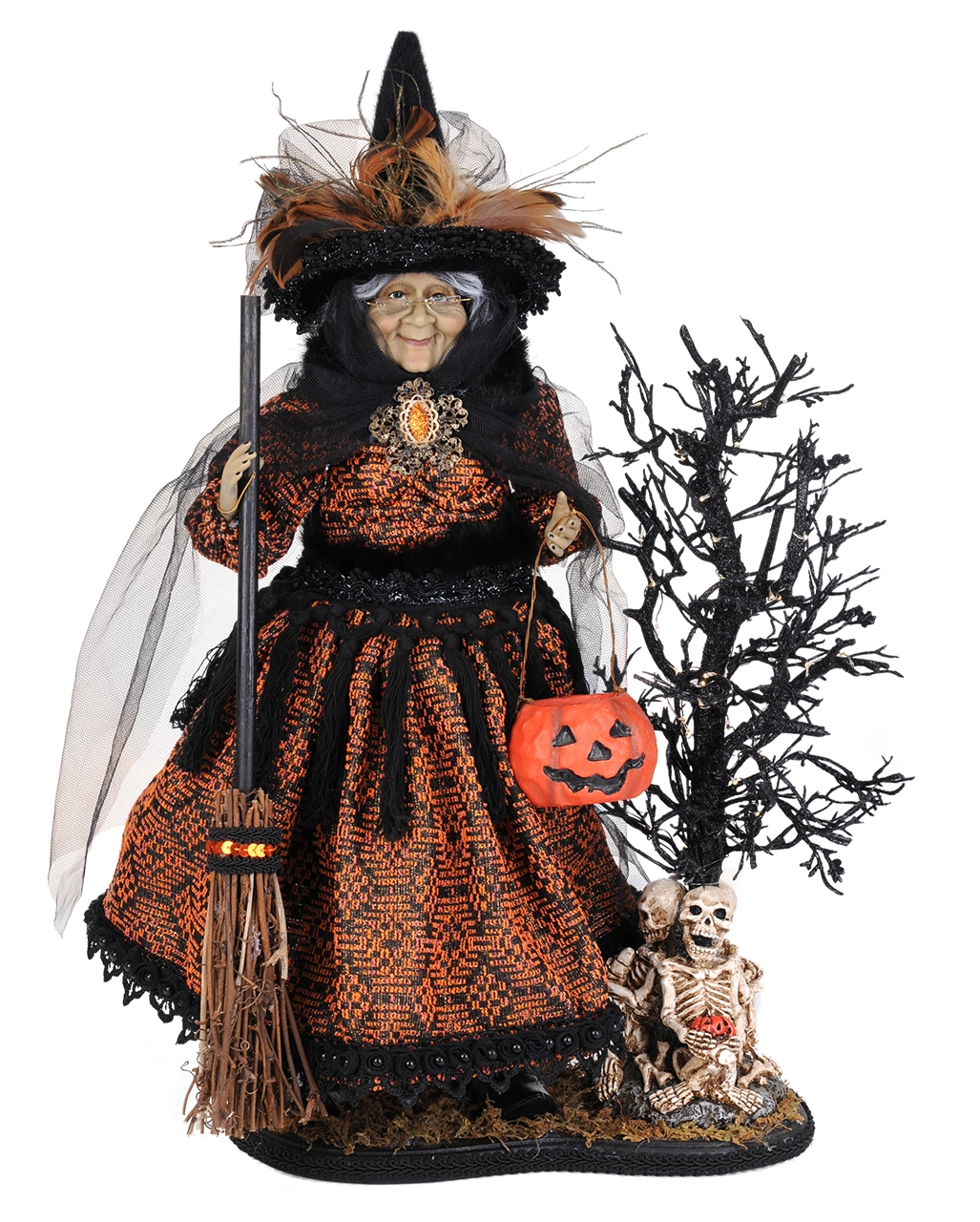 Halloween-Requisitenladen -Halloween-Requisitenladen beleuchtete maechenhexe aus dem geisterwald lighted haunted trail witch on base halloween deko 54767 01