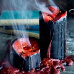 Schwarze Stumpenkerze Mit Vampir Blut 7,5cm -Halloween-Requisitenladen blutende schwarze vampir stumpenkerze black vampire pillar candle with blood tears 50663 03