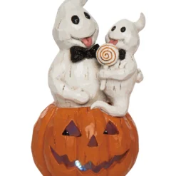 Geister Mit Lutscher Auf Leuchtkürbis 22cm