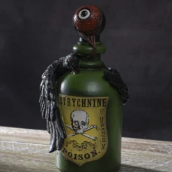 Giftflasche Mit Blutigem Augapfel & Krähe 20cm -Halloween-Requisitenladen giftflasche mit blutigem auge und schwarzem rabe poision bottle with bloody eyeball and raven gothic deko 54745 06