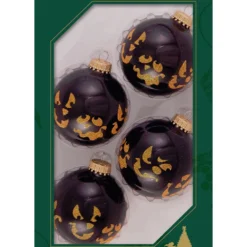 Gruselgesichter Halloween Glitzer Weihnachtskugeln Ø6,5cm 4 Stück