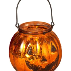 Kürbis Glas Laterne Für Halloween 14cm