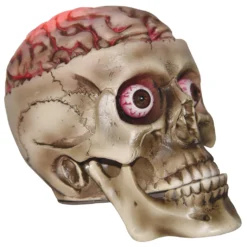 Halloween Totenschädel Mit Blutigem LED Gehirn 19cm -Halloween-Requisitenladen halloween totenkopf mit blutigem led gehirn halloween skull with bloddy led brain halloween deko 53917 02