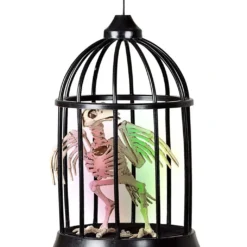 Krähen Skelett Im Käfig Halloween Animatronic -Halloween-Requisitenladen raben skelett im kaefig halloween animatronic raven in cage animatronic halloween dekoration 51447 03
