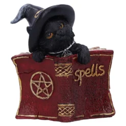 Schwarzes Hexenkätzchen Mit Rotem Zauberbuch 8,2cm