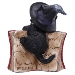 Schwarzes Hexenkätzchen Mit Rotem Zauberbuch 8,2cm -Halloween-Requisitenladen schwarze hexenkatze mit rotem zauberbuch black witchs cat familiar with red grimoire gothic deko und figuren 52417 4