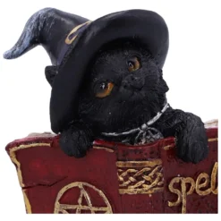 Schwarzes Hexenkätzchen Mit Rotem Zauberbuch 8,2cm -Halloween-Requisitenladen schwarze hexenkatze mit rotem zauberbuch black witchs cat familiar with red grimoire gothic deko und figuren 52417 5