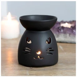 Schwarze Katze Duftöl Brenner -Halloween-Requisitenladen schwarze katze duftoel lampe black cat cut out oil burner halloween tischdeko 50804 03
