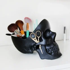 Schwarze Totenschädel Schale 27cm -Halloween-Requisitenladen schwarze totenkopf schale schwarze totenschaedel schale black skull trinket dish 53491 03