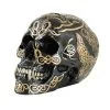 Schwarzer Kelten Totenschädel Mit Goldenen Tribals 20cm -Halloween-Requisitenladen schwarzer celtic totenkopf mit tribals als motiv black skull with golden tribals as design 54667 01