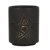 Schwarzer Teelichthalter Mit Pentagramm -Halloween-Requisitenladen schwarzer pentagramm teelichthalter black pentagram tealight holder gothic deko halloween dekoration 50820 01