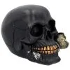 Schwarzer Totenschädel Mit Goldener Rose 15cm -Halloween-Requisitenladen schwarzer totenkopf mit goldener rose black skull with golden rose gothic deko gothic totenkopf 54621 01