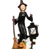 Wandernde Hexe Mit Besen & Laterne Teelichthalter 37cm -Halloween-Requisitenladen spooky teelichthalter hexe mit besen und laterne 37cm spooky tea light holder witch with broom and lantern 54084