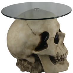 Totenschädel Tisch Mit Glasplatte 56,5cm 9 Totenschädel Tisch Mit Glasplatte 56,5cm -Halloween-Requisitenladen totenkopf tisch mit runder glasplatte totenschaedel tisch mit runder glasplatte skull table with round glass plate 54783 03