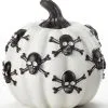 Kürbis Mit Totenschädeln Weiß 13cm -Halloween-Requisitenladen weisser kuerbis mit totenkoepfen 13cm white pumpkin with skulls halloween kuerbis deko 54696